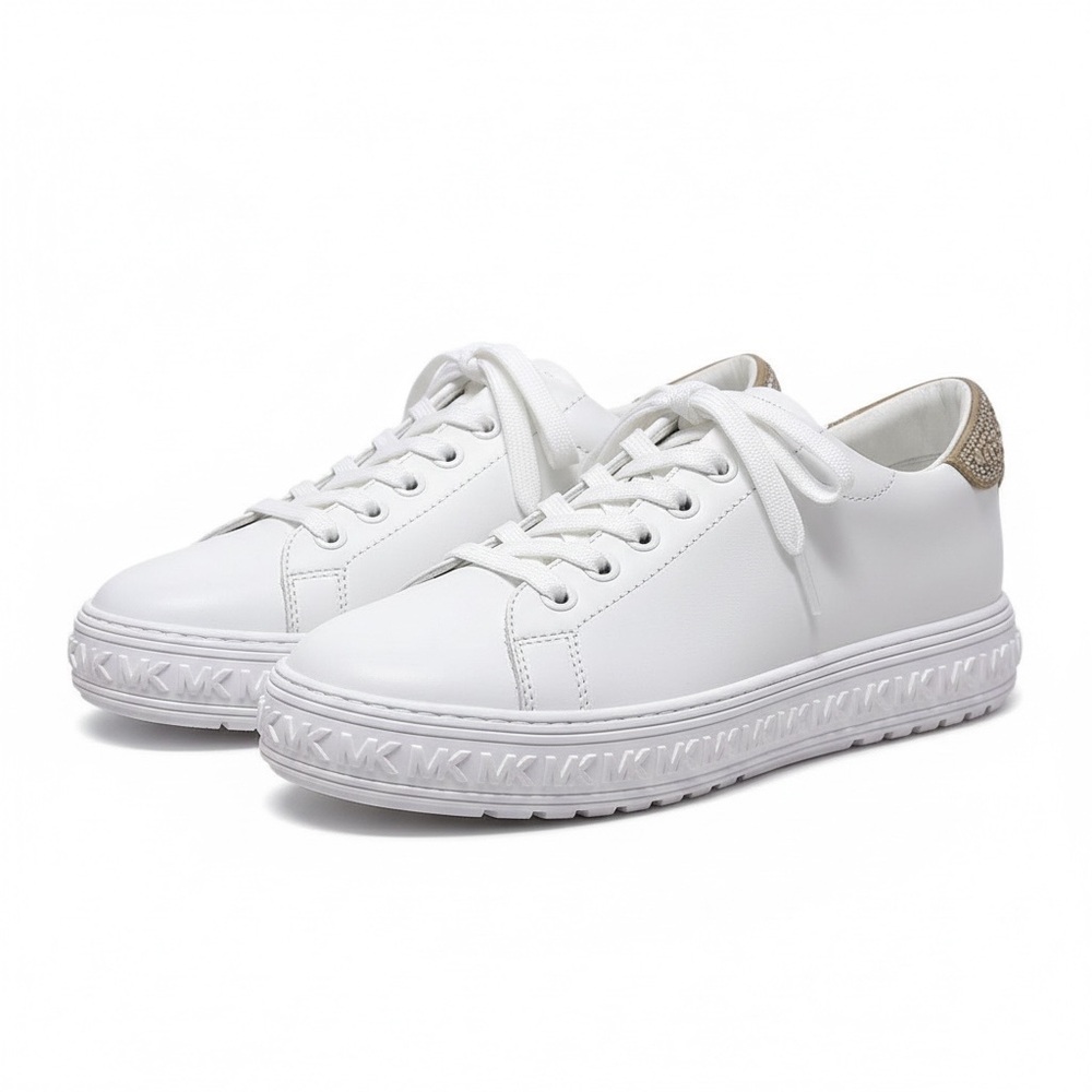 BRAND NEW! Michael Kors White and Gold Sneakers Contemporary Style - Picture 6 of 13
